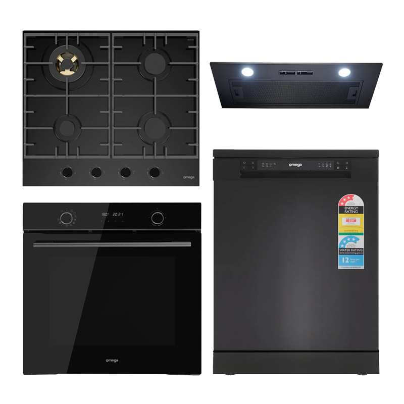 Omega OG604 60cm Kitchen Appliance Package, AirFry Oven, Induction Cooktop