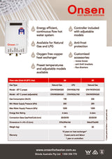 Onsen ONHW30NG50 50°C Limited 30L Hot Water System, Natural Gas