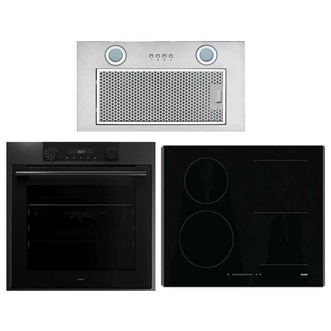 ASKO AO08 Bundle OP8637A1 60cm Pyrolytic Oven, HI1621G 60cm Induction Cooktop & Undermount Rangehood - Factory Seconds