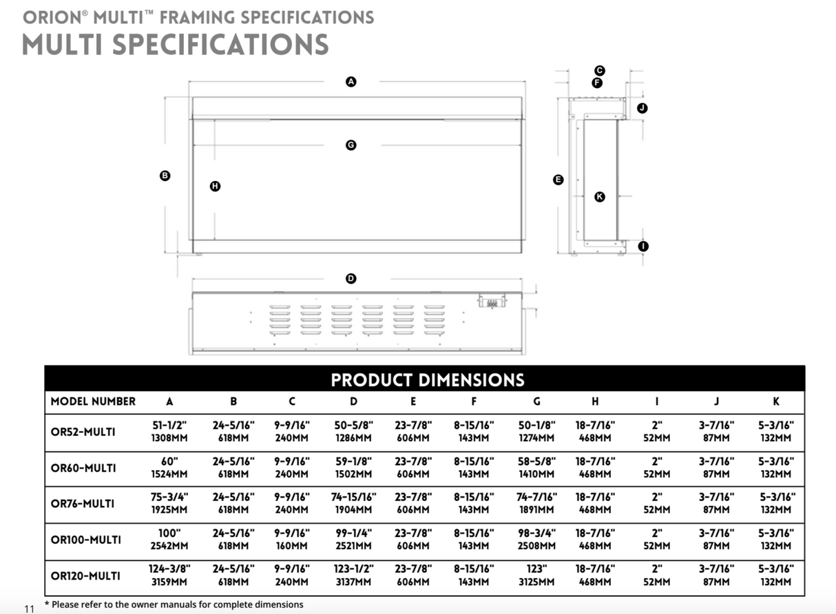 Modern Flames OR52-MULTI/AU Orion 52″ Multi Heliovision Electric Fireplace