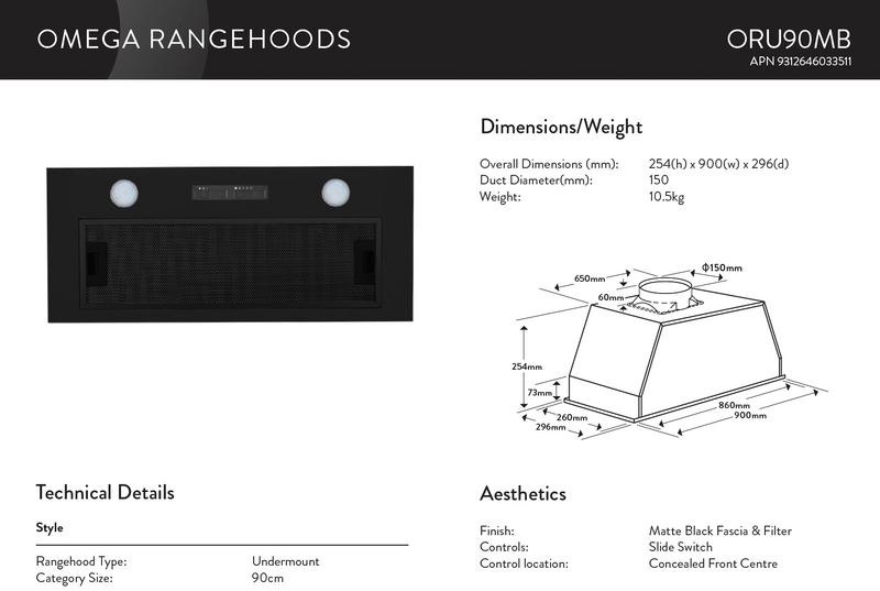 Omega OG902 90cm Kitchen Appliance Package, Induction Cooktop, Black