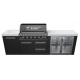 Everdure 6BIMLPC-21B+PK-5 Neo Black Outdoor Kitchen With BBQ, 208L Double Door Fridge and Storage
