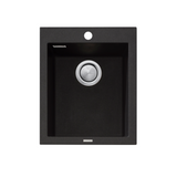 Oliveri Santorini Standard Bowl Sink, Topmount, 338x398mm, with Overflow, Black, ST-BL1531 OF