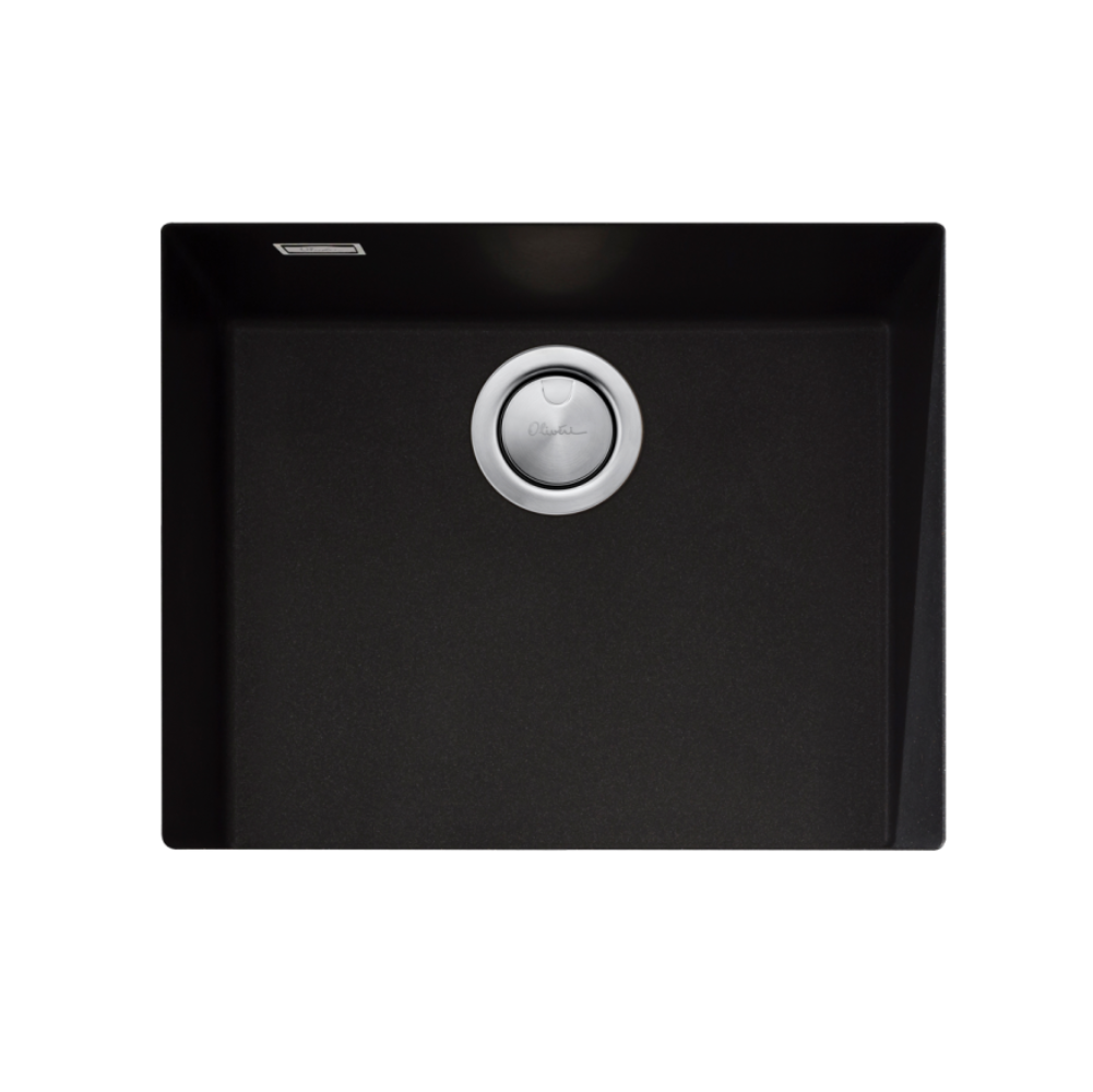 Oliveri Santorini Large Bowl Sink, Undermount, 540x480mm, with Overflow, Matte Black, ST-MB1550U OF