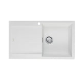 Oliveri Santorini Single Sink, Right Hand Bowl with Drainer, Topmount, 840x480mm, with Overflow, White, ST-WH1522 OF