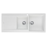 Oliveri Santorini 1 & 3/4 Right Hand Bowl Sink with Drainer, Topmount, 1140x480mm, with Overflow, White, ST-WH1512 OF