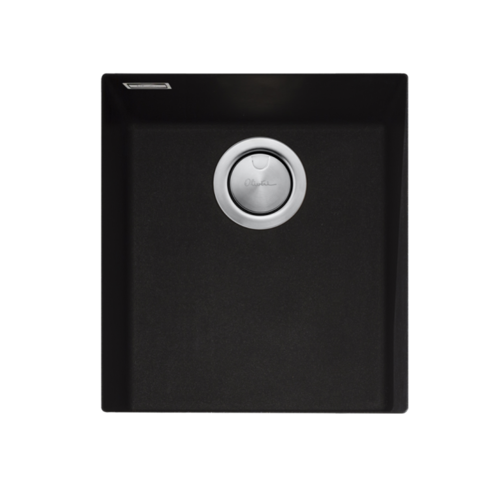Oliveri Santorini Standard Bowl Sink, Undermount, 338x398mm, with Overflow, Black, ST-BL1530U OF
