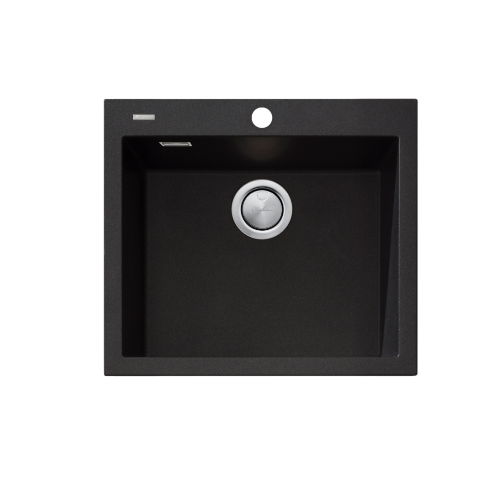 Oliveri Santorini Large Bowl Sink, Topmount, 540x480mm, with Overflow, Matte Black, ST-MB1551 OF