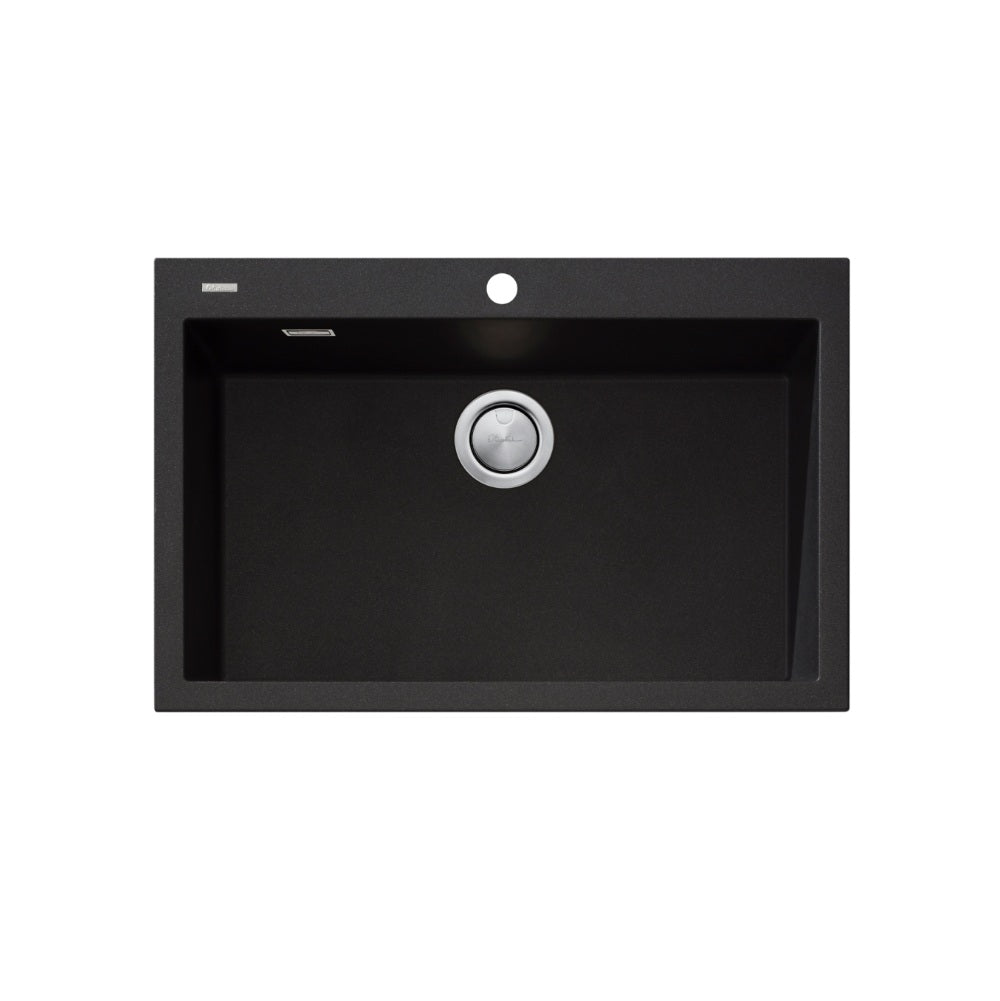 Oliveri Santorini Piccolo Mega Bowl Sink, Topmount, 688x398mm, with Overflow, Black, ST-BL1591 OF
