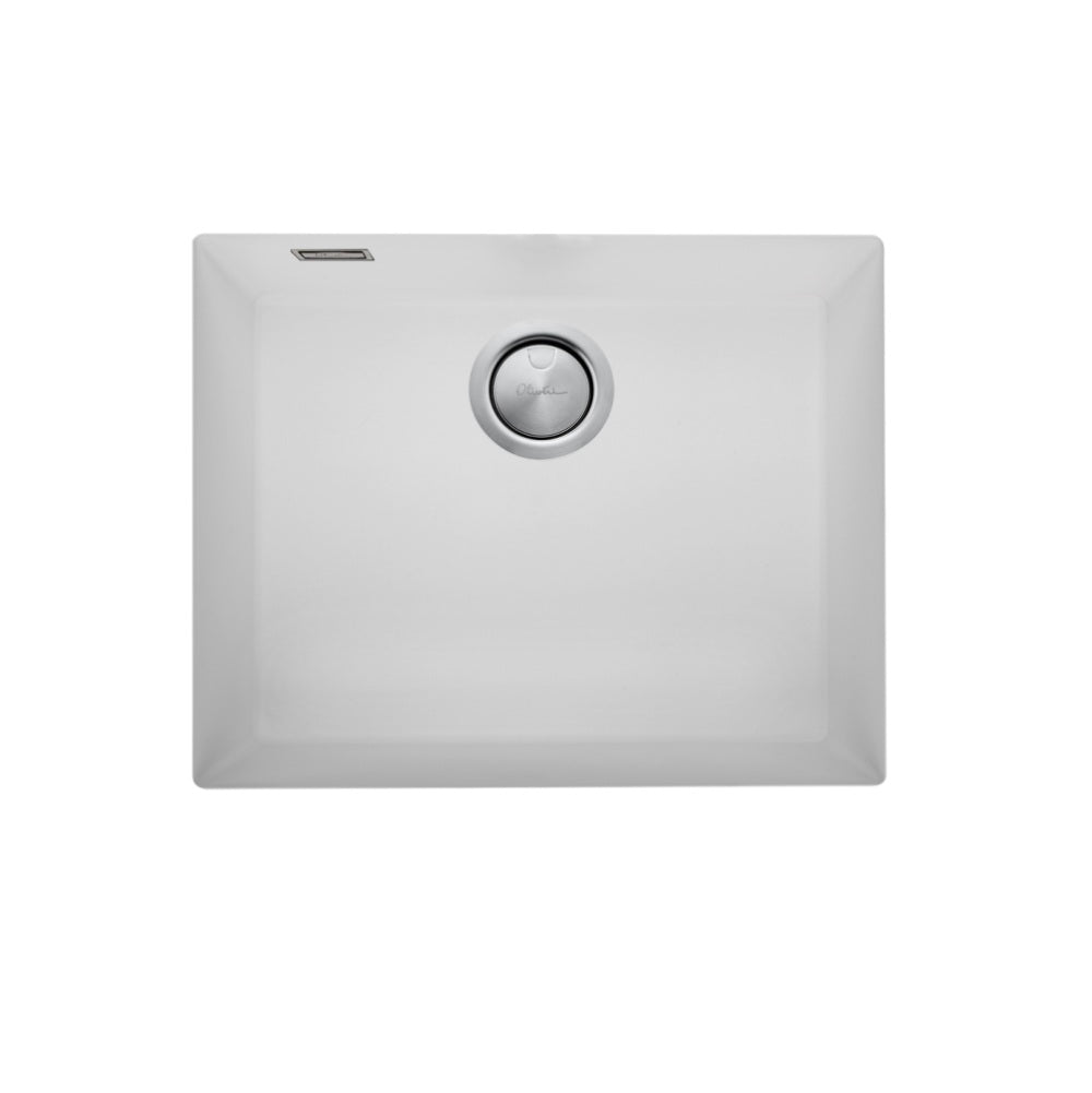 Oliveri Santorini Large Bowl Sink, Undermount, 540x480mm, with Overflow, White, ST-WH1550U OF