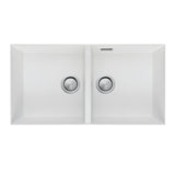 Oliveri Santorini Double Bowl Sink, Undermount, 840x480mm, with Overflow, White, ST-WH1563U OF