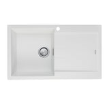 Oliveri Santorini Single Sink, Left Hand Bowl with Drainer, Topmount, 840x480mm, with Overflow, White, ST-WH1521 OF