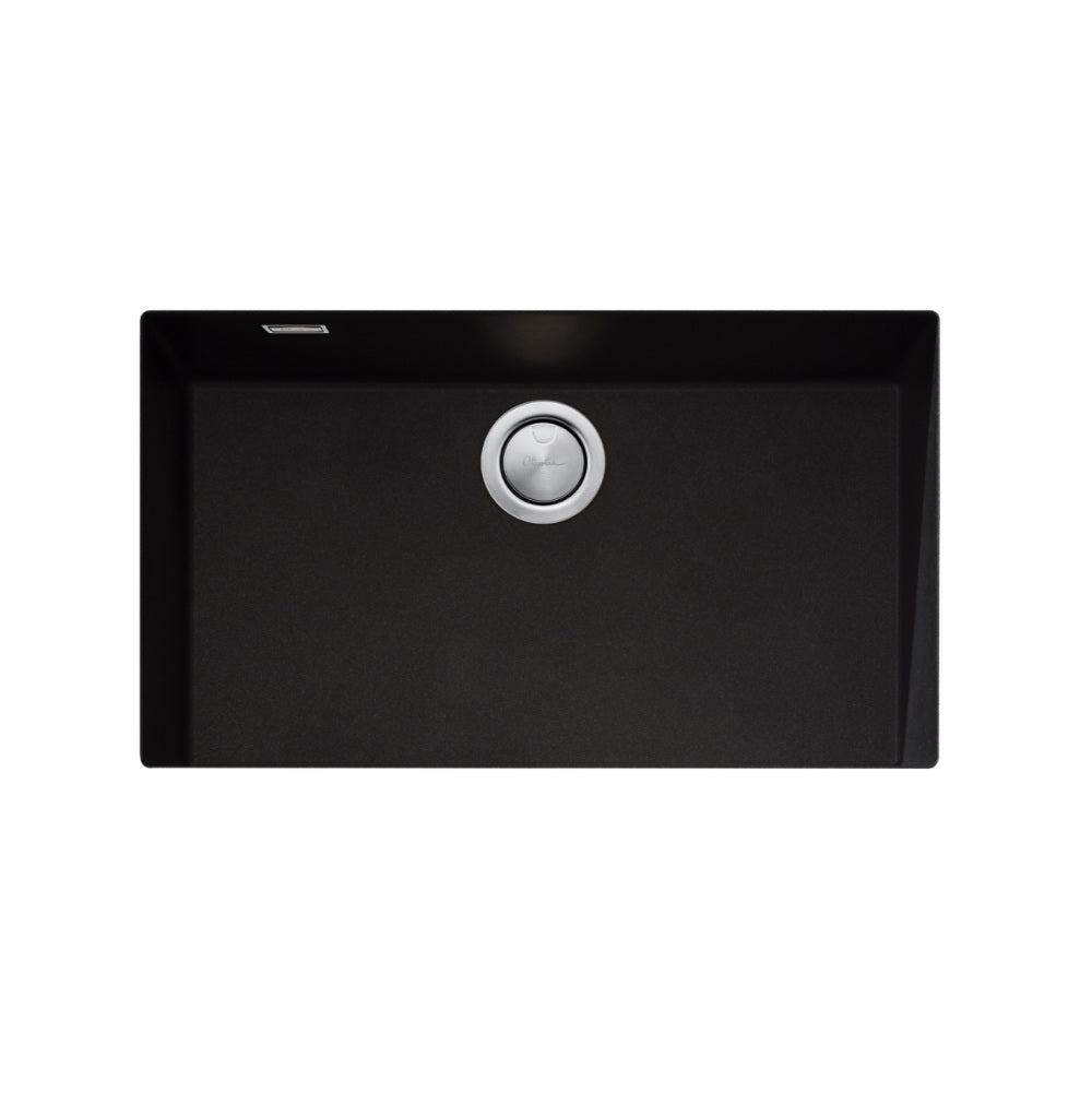 Oliveri Santorini Piccolo Mega Bowl Sink, Undermount, 688x398mm, with Overflow, Black, ST-BL1590U OF