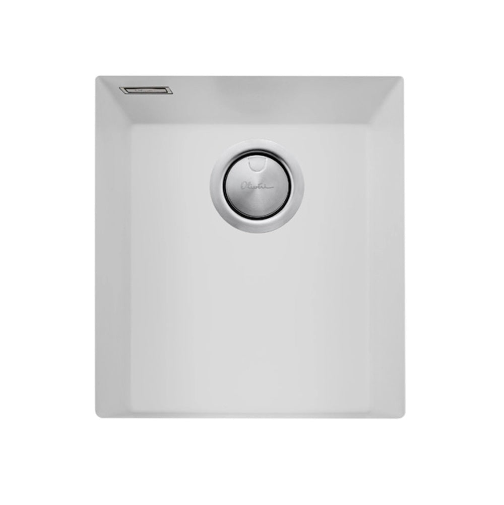 Oliveri Santorini Standard Bowl Sink, Undermount, 338x398mm, with Overflow, White, ST-WH1530U