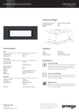 Omega ORU90GLED 90cm Black Glass Undermount Rangehood, 1000m3/hr
