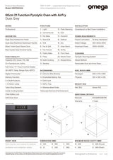 Omega OBOP6021AG 60cm 21 Function Pyrolytic Oven with AirFry, Dusk Grey