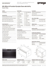 Omega OBOP9021AG 90×60cm 21 Function Pyrolytic Oven with AirFry, Dusk Grey