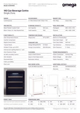 Omega OCB140SB 140 Can Single Zone Beverage Centre