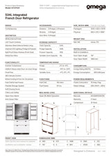 Omega OIFDF534 534L Integrated French Door Refrigerator