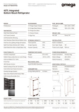 Omega OIFFBM427PRO 427L Integrated Bottom Mount Refrigerator