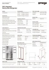 Omega OIFSBS541 541L Integrated Side by Side Refrigerator