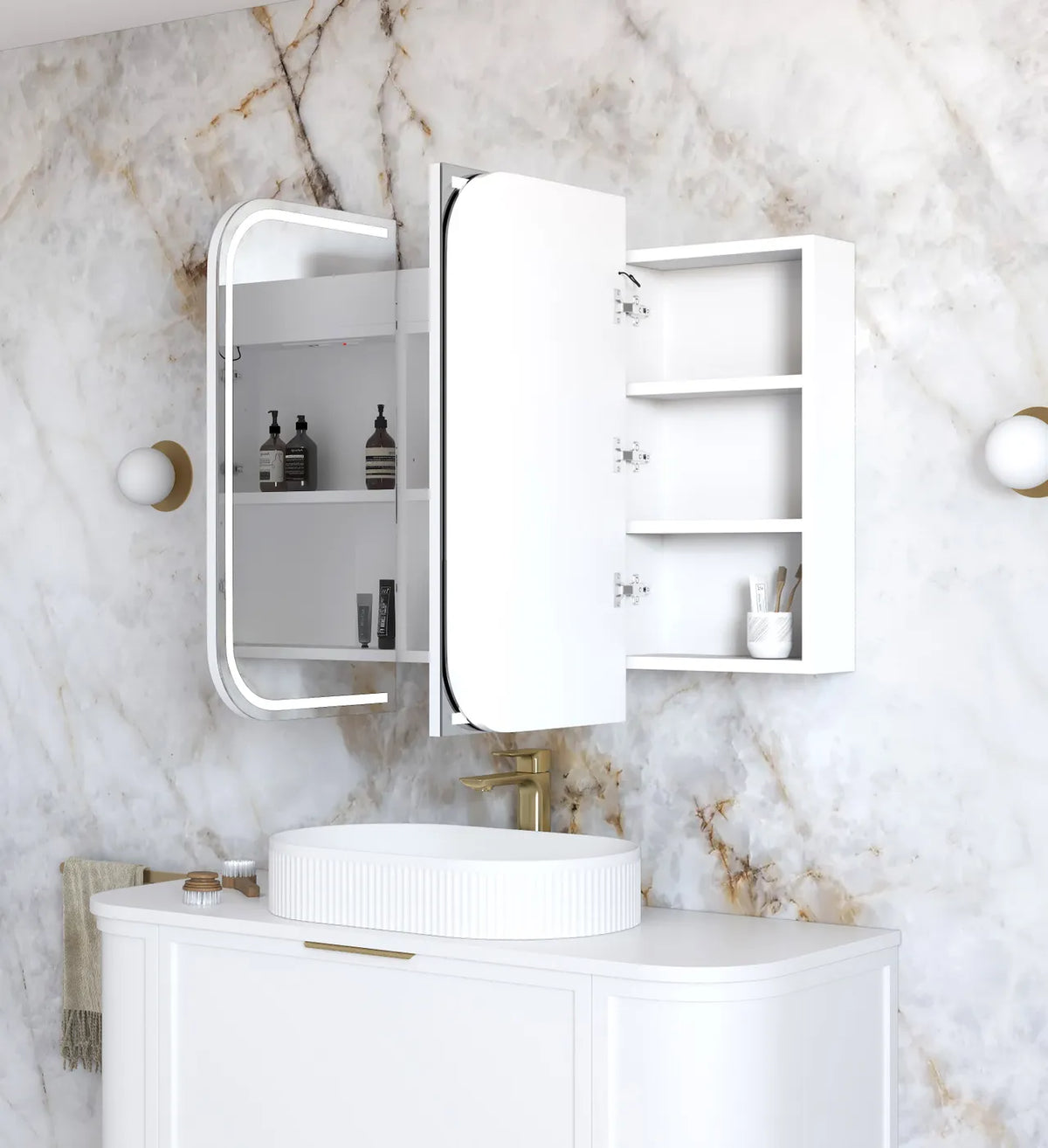 Otti LED-SSQ1275-VP LED Newport 1200mm White Shaving Cabinet