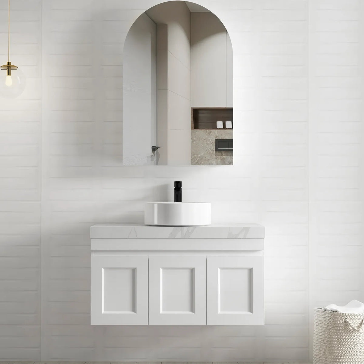Otti ARSV9060 Archie 900mm Matte White Shaving Cabinet
