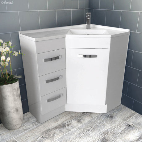Fienza Corner 600 Pc6060 White Vanity Unit - Special Order Units