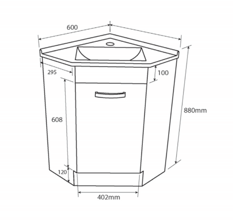 Fienza Corner 600 Pc6060 White Vanity Unit - Special Order Units