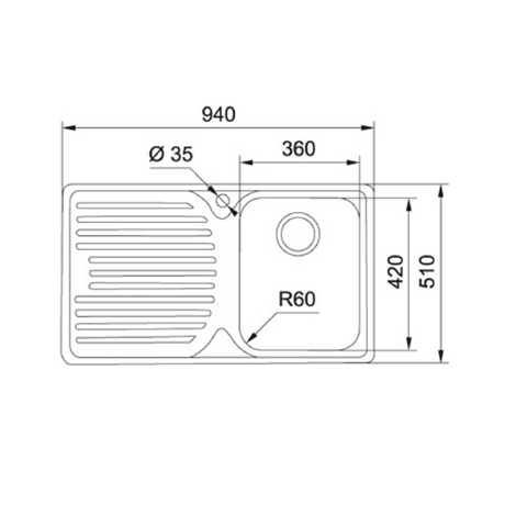 Franke Pacific Pfx611Rhd Single Bowl Sink Top Mounted Kitchen Sinks