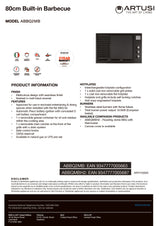 Artusi ABBQ2MB 80cm Matte Black Built-In BBQ