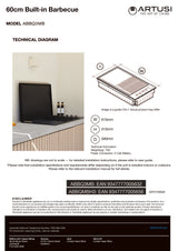 Artusi ABBQ3MB 60cm Matte Black Built-In BBQ