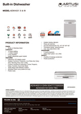 Artusi ADW4001X Freestanding 60cm Dishwasher, Stainless Steel