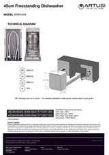 Artusi ADW4509 45cm Freestanding Dishwasher
