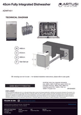 Artusi ADWFI451 45cm Fully Integrated Dishwasher