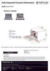 Artusi ADWFI55ND 60cm Fully Integrated Dishwasher
