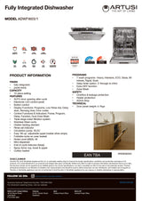 Artusi ADWFI603/1 60cm Fully Integrated Dishwasher