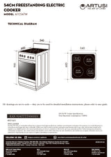 Artusi AFC547W 54cm Electric Freestanding Stove with Ceramic Top, White
