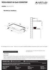 Artusi AGH90XFFD 90cm Stainless Steel Gas Cooktop