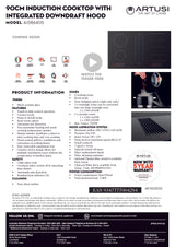 Artusi AID864DD 90cm Induction Cooktop with Integrated Aspiration