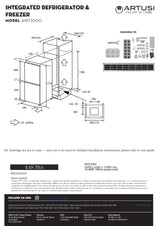 Artusi AINT3000 241L 60cm Integrated Bottom Mount Fridge