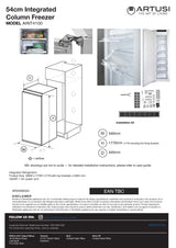 Artusi AINT4100 40cm 200L Fully Integrated Freezer