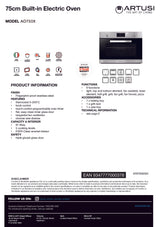Artusi AO750MBP 75cm Built-in Pyrolytic Oven