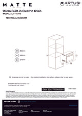 Artusi AO9100MB 90cm Built-in Electric Oven