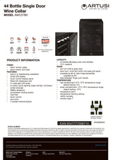 Artusi AWC37BV Dual Zone Wine Cooler, 37 Bottle, Reversible Door, Matte Black