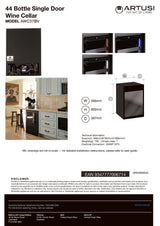 Artusi AWC37BV Dual Zone Wine Cooler, 37 Bottle, Reversible Door, Matte Black