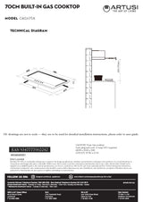 Artusi CAGH75X 70cm Stainless Steel Gas Cooktop