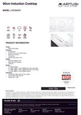 Artusi CAID9000W 90cm Induction Cooktop