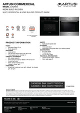 Artusi CAO605B 60cm Built In Electric Oven Black