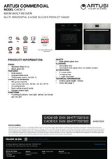 Artusi CAO615X 60cm Electric Built In Oven, Stainless Steel
